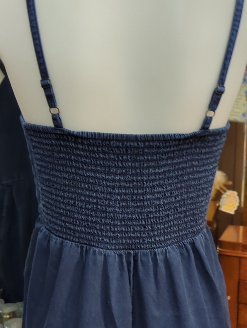 Navy Blue Sleeveless Square-Neck Romper Onesie Size Small - Picture 8 of 16